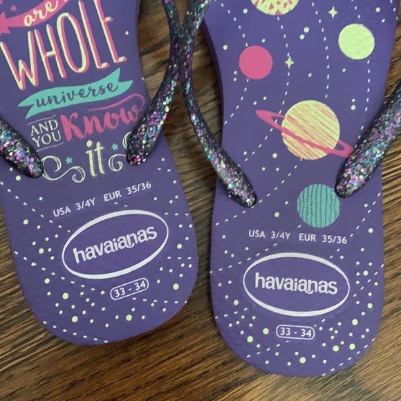 Girls Havaianas flip flops size US  3/4Y - Picture 3 of 5